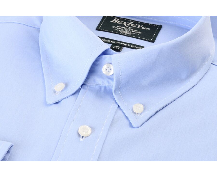 Camisa Oxford azul con bolsillo - Cuello americano - HAROLD
