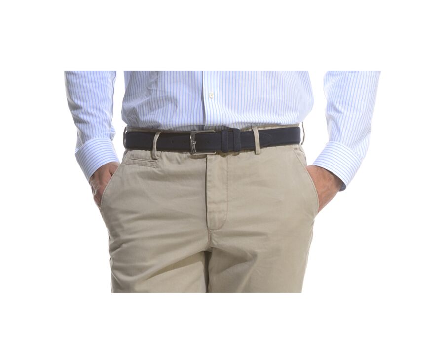 Cinturón de lujo para hombre de terciopelo Azul marino - WESTGATE SILVER