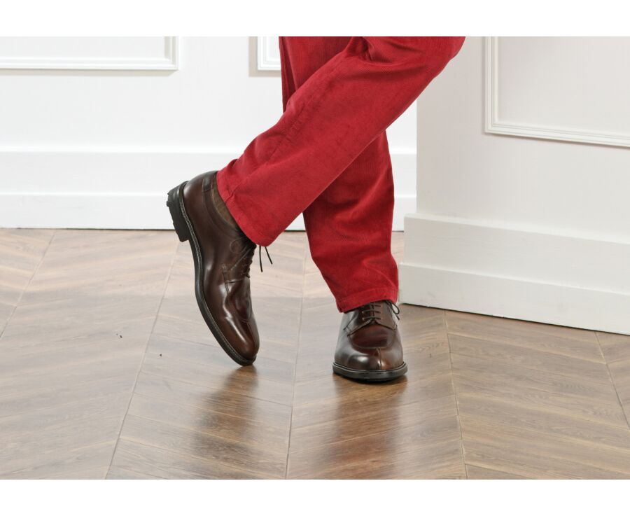 Derby para hombre Chocolate con suela de caucho - KENT GOMME COUNTRY