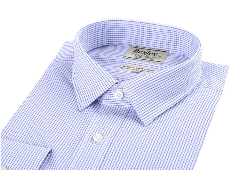 Camisa de cuadros finos Blanco y Azul océano - MARTIN