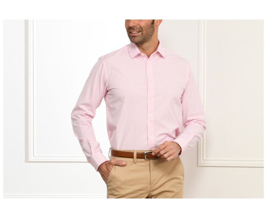 Camisa con finos cuadros rosas y blancos - MARTIN