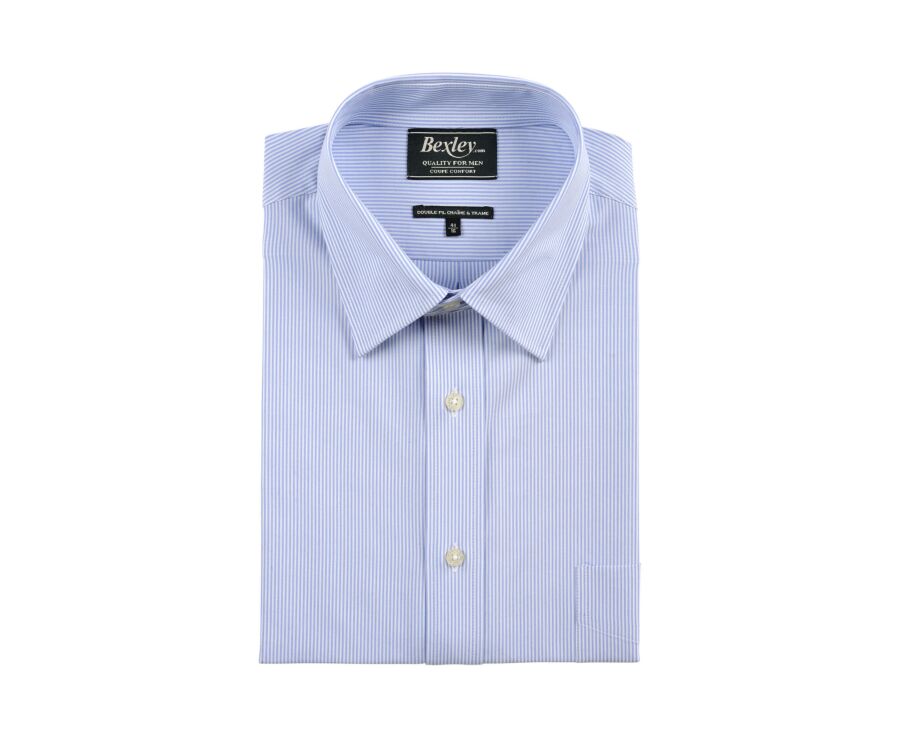 Camisa de finas rayas azules con bolsillo en el pecho - AUGUSTIN