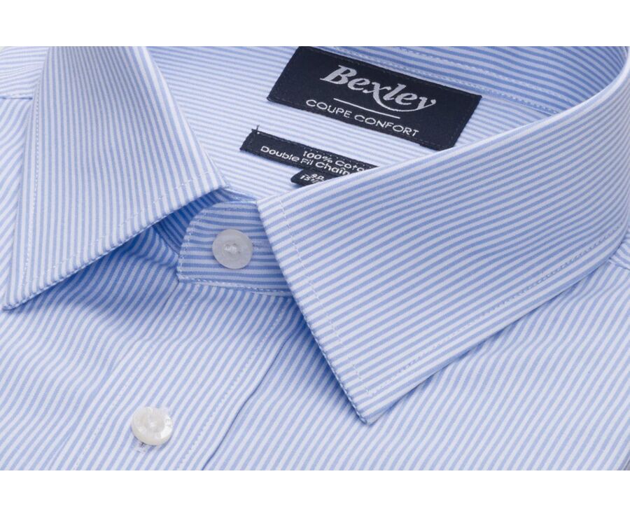 Camisa de finas rayas azules con bolsillo en el pecho - AUGUSTIN