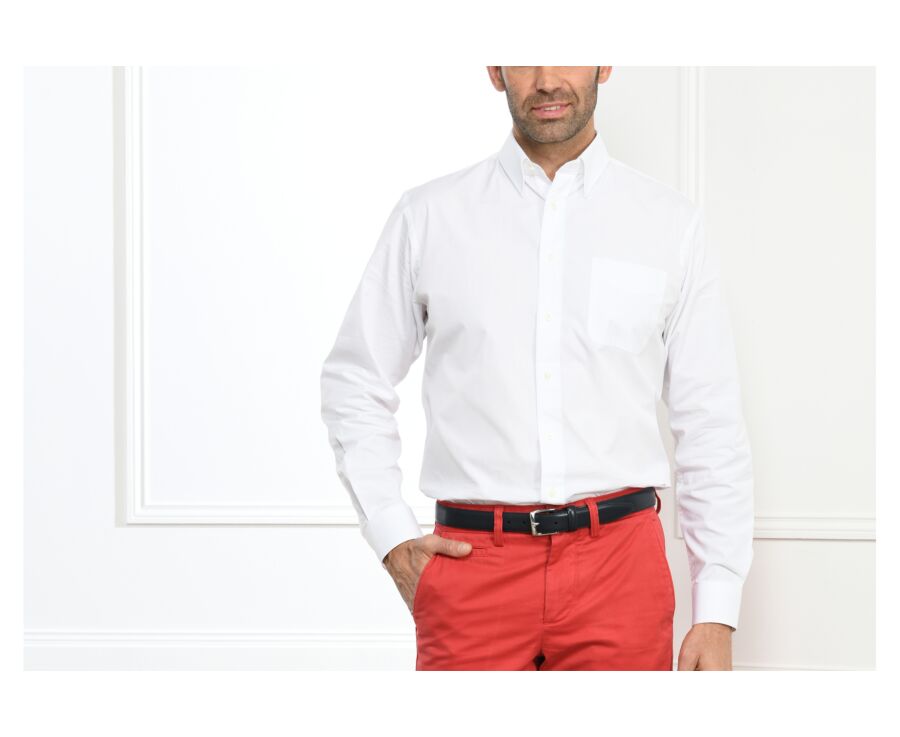 Camisa de algodón blanca - Bolsillo en el pecho - ALBERT