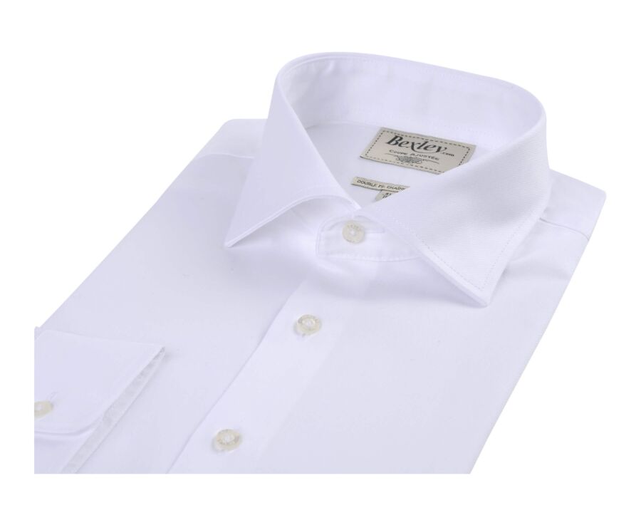 Camisa blanca de sarga de algodón de doble hilo - GIORGIO