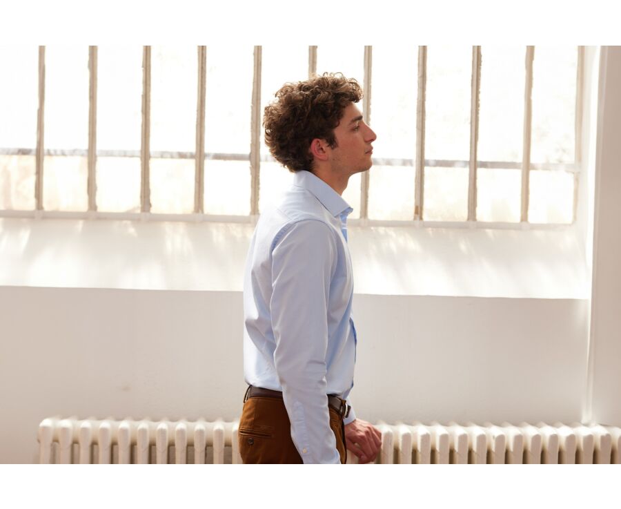 Camisa de algodón azul claro - GIORGIO