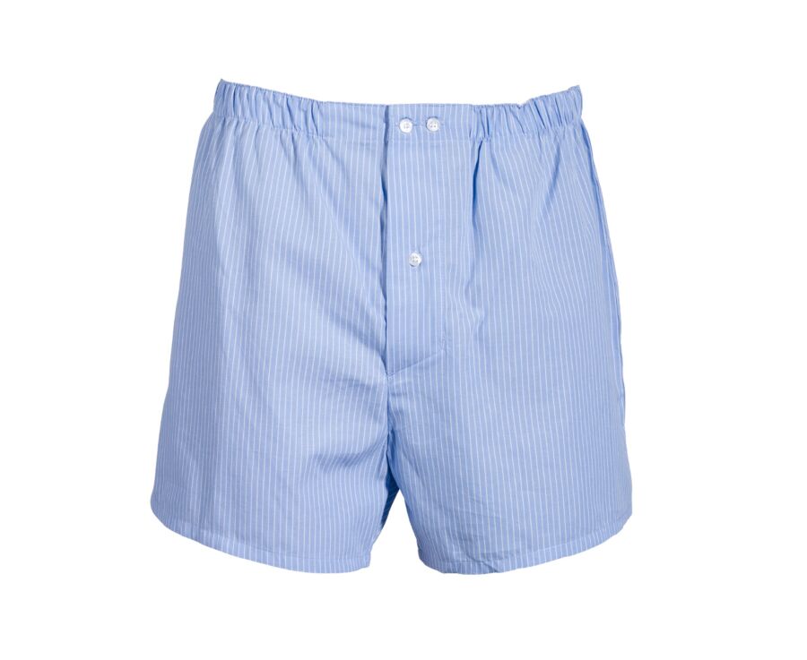 Caja de 2 calzoncillos para hombre Celeste rayado blanco / Blanco cuadrados azul - ELON