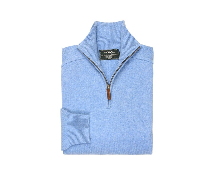 Jersey de hombre de lana con cuello con cremallera Azul moteado - KENNETH