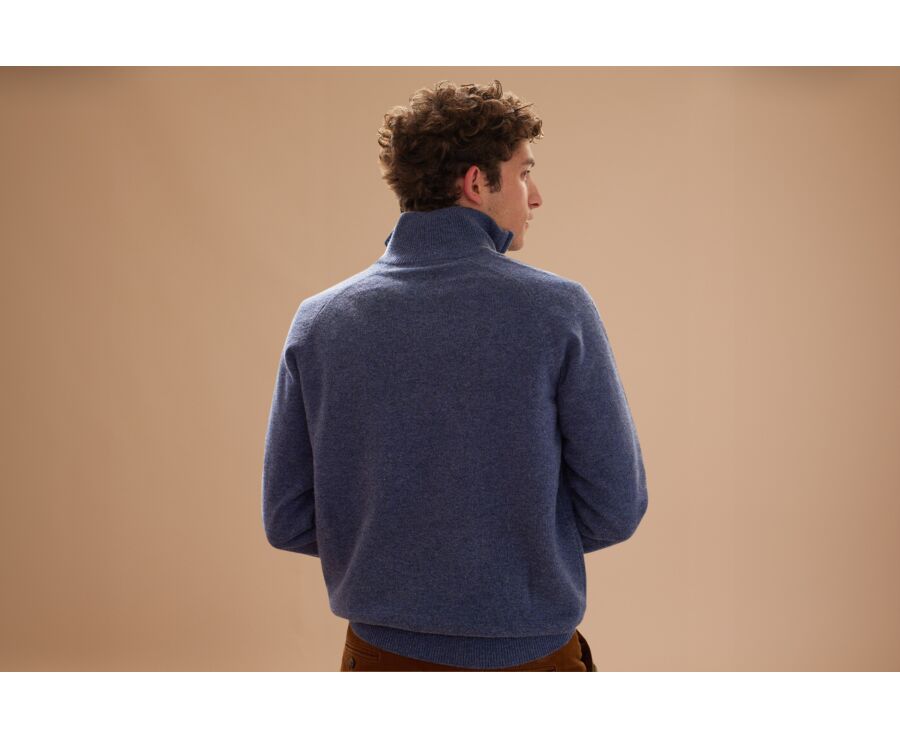 Jersey de hombre de lana con cuello con cremallera Azul oscuro moteado - KENNETH