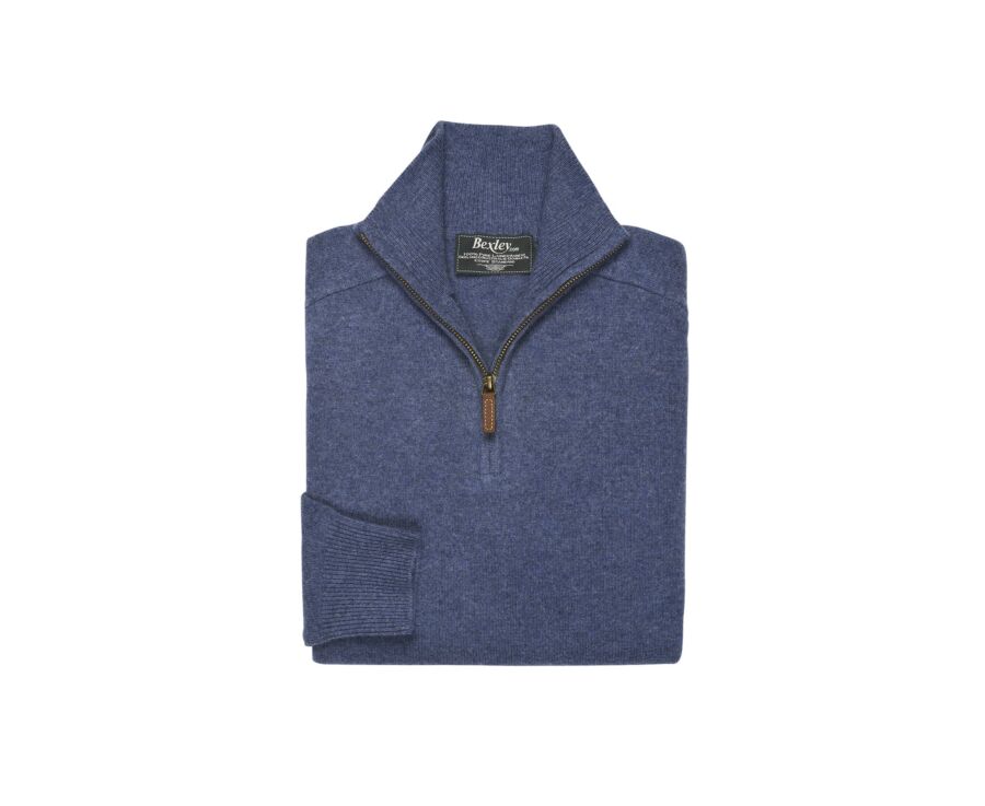 Jersey de hombre de lana con cuello con cremallera Azul oscuro moteado - KENNETH