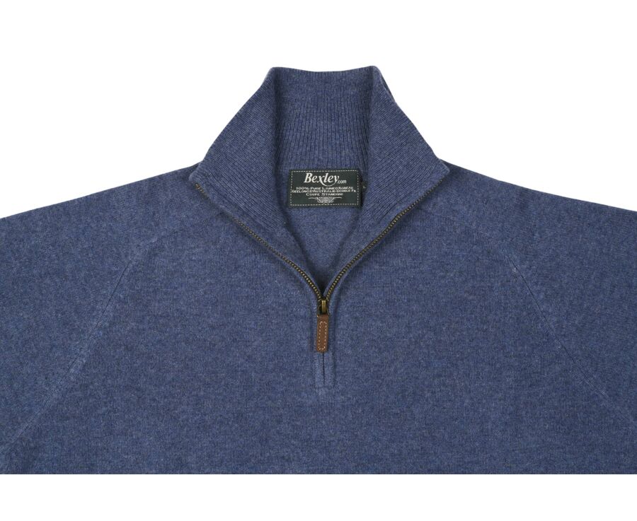 Jersey de hombre de lana con cuello con cremallera Azul oscuro moteado - KENNETH