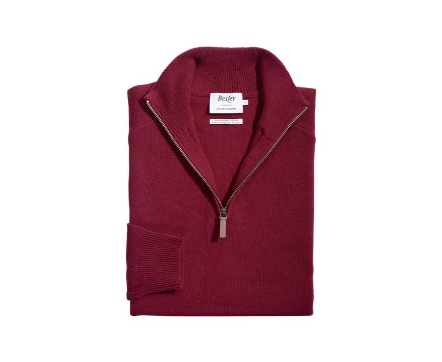 Jersey de hombre de lana con cuello con cremallera Rojo Oscuro - KENNETH