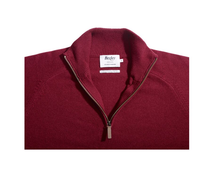 Jersey de hombre de lana con cuello con cremallera Rojo Oscuro - KENNETH