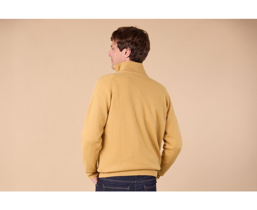 Jersey de hombre de lana con cuello con cremallera - Oro jaspeado - KENNETH