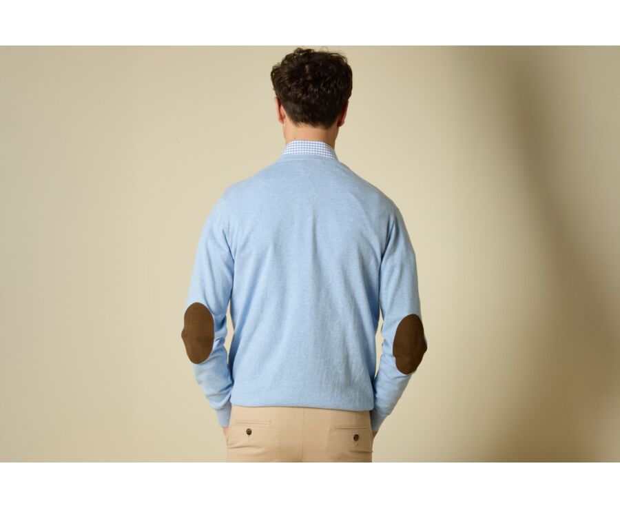Jersey de hombre fino algodón/cachemira Celeste moteado - VADIM