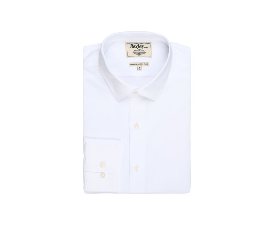 Camisa de popelina de algodón blanca - Cuello francés - LOUIS CLASSIC