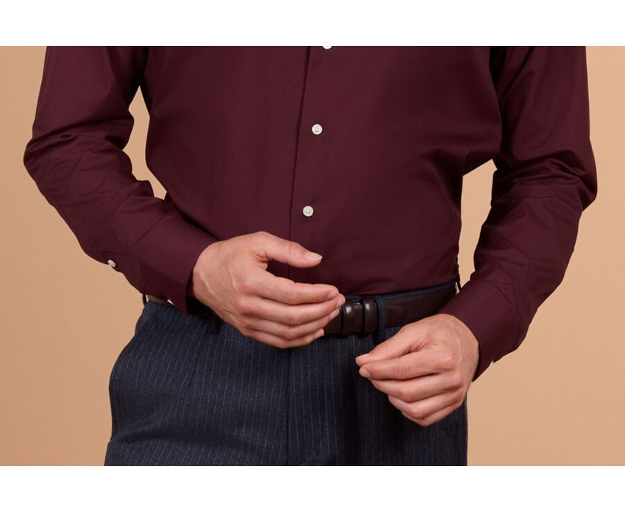 Camisa hombre burdeos en popelina - LOUIS CLASSIC