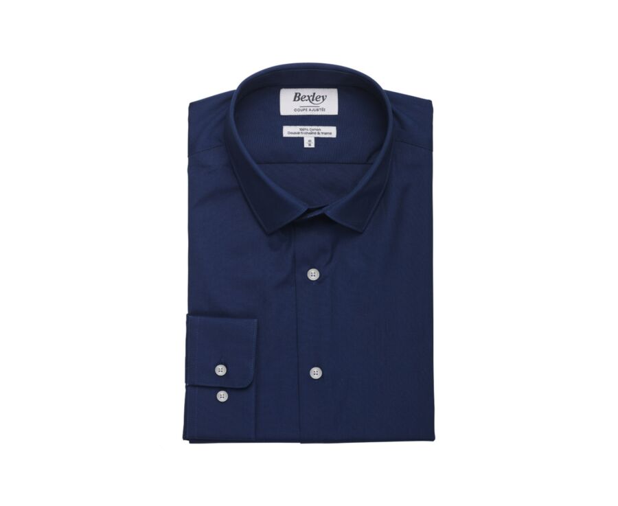 Camisa de popelina para hombre – Marino - LOUIS CLASSIC