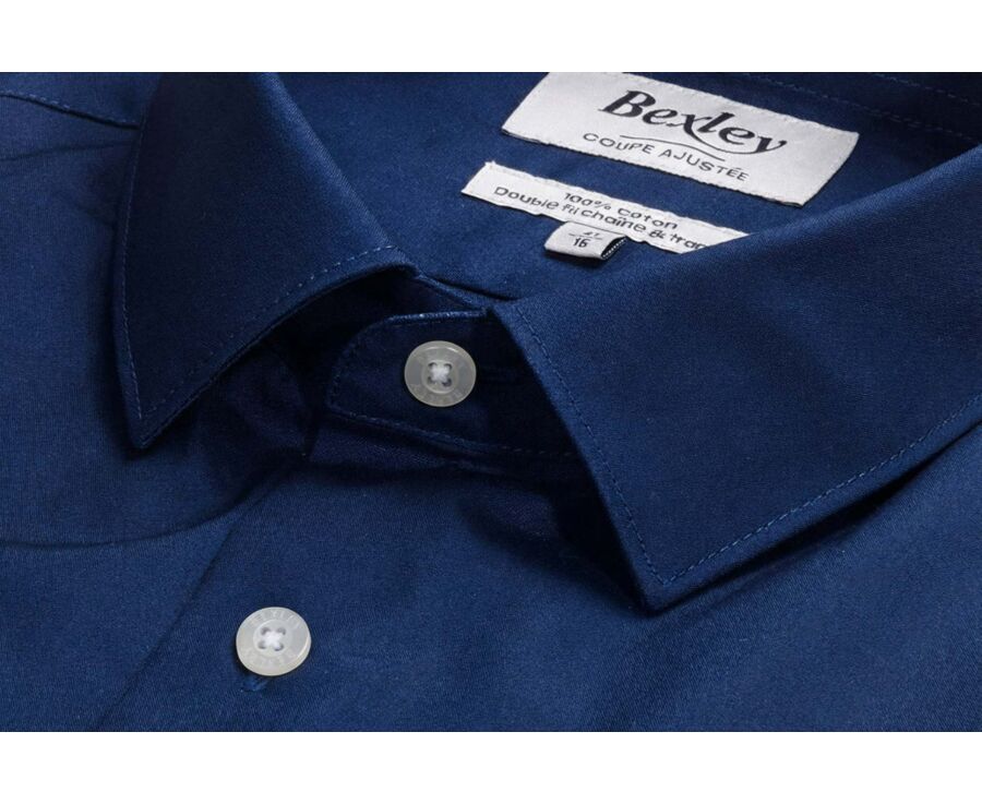 Camisa de popelina para hombre – Marino - LOUIS CLASSIC