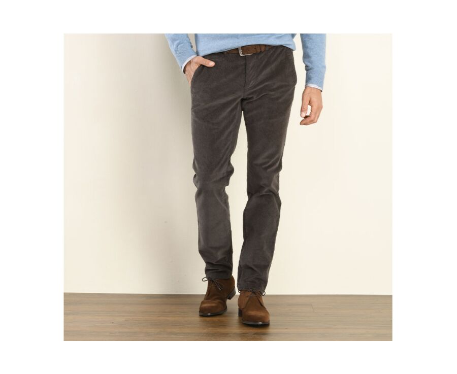Pantalón chino de pana para hombre Gris topo - NORMAN