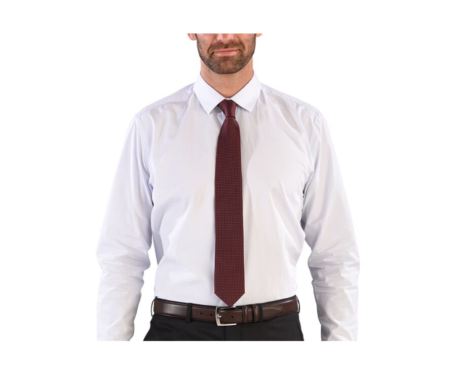 Corbata hombre de seda Burdeos micropuntos Azul Cielo
