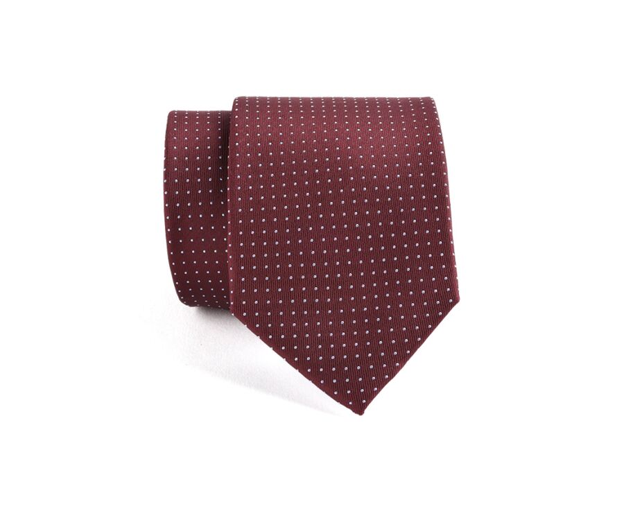 Corbata hombre de seda Burdeos micropuntos Azul Cielo