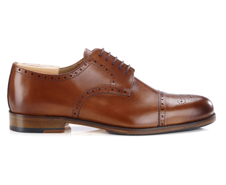 Zapatos derby Coñac Patinado para hombre con suela de cuero - BALDERTON PATIN