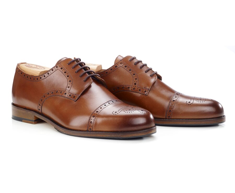 Zapatos derby Coñac Patinado para hombre con suela de cuero - BALDERTON PATIN