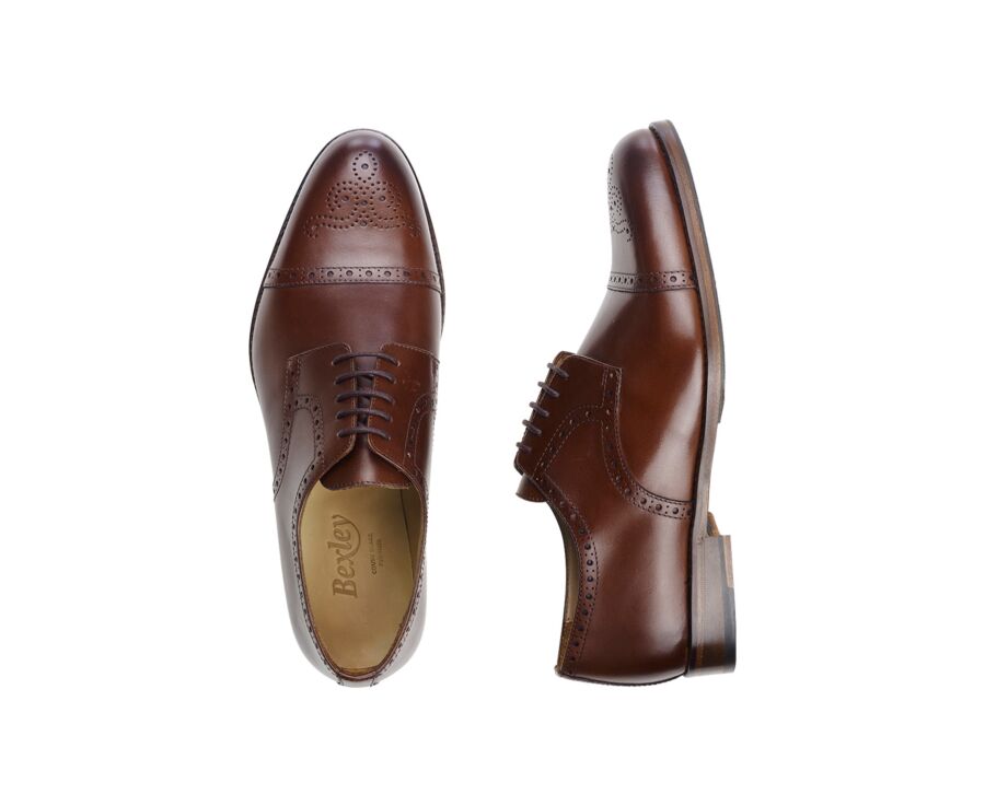 Zapatos derby Castaño patinado para hombre con suela de cuero - BALDERTON PATIN