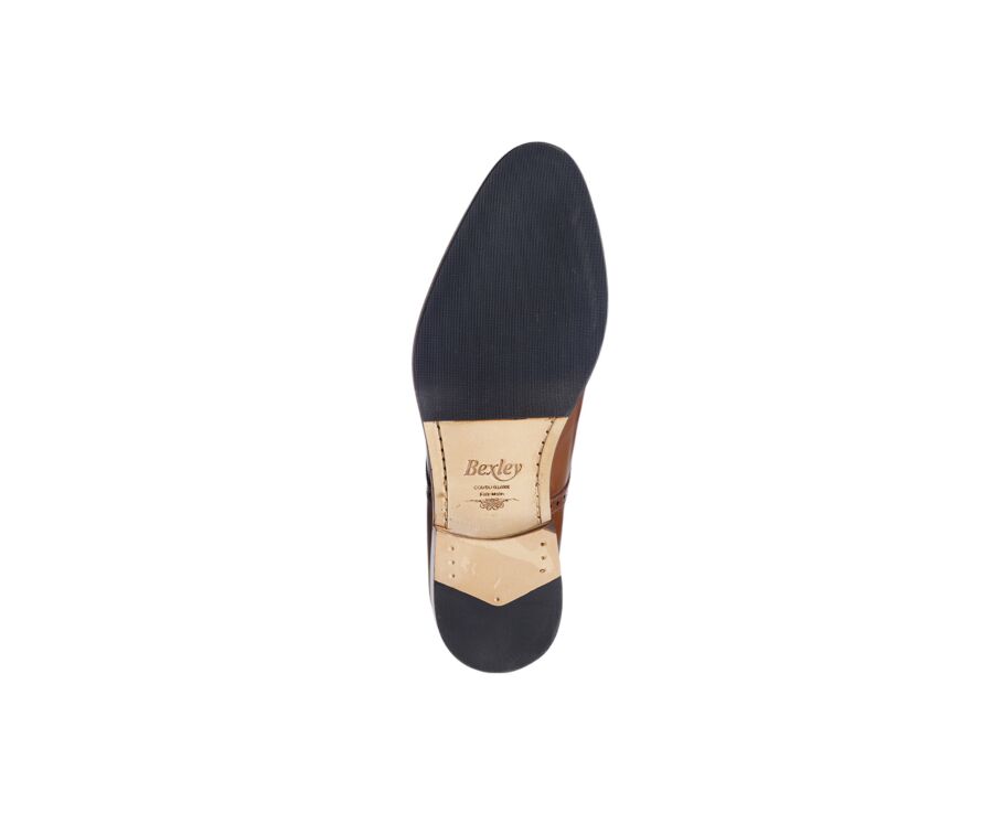 Zapatos derby Castaño patinado para hombre con suela de cuero - BALDERTON PATIN