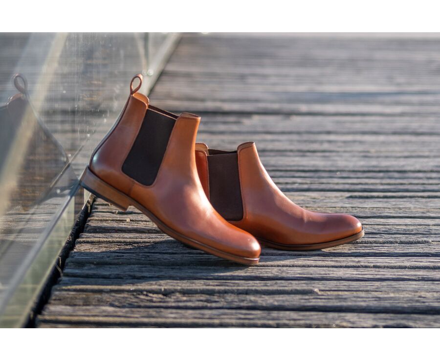 Botines Chelsea Hombre Coñac Patinado - DAWSON II PATIN