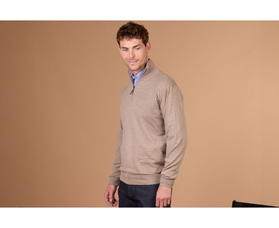 Jersey fino de hombre - Algodón orgánico/cachemira - Topo moteado - VLAD
