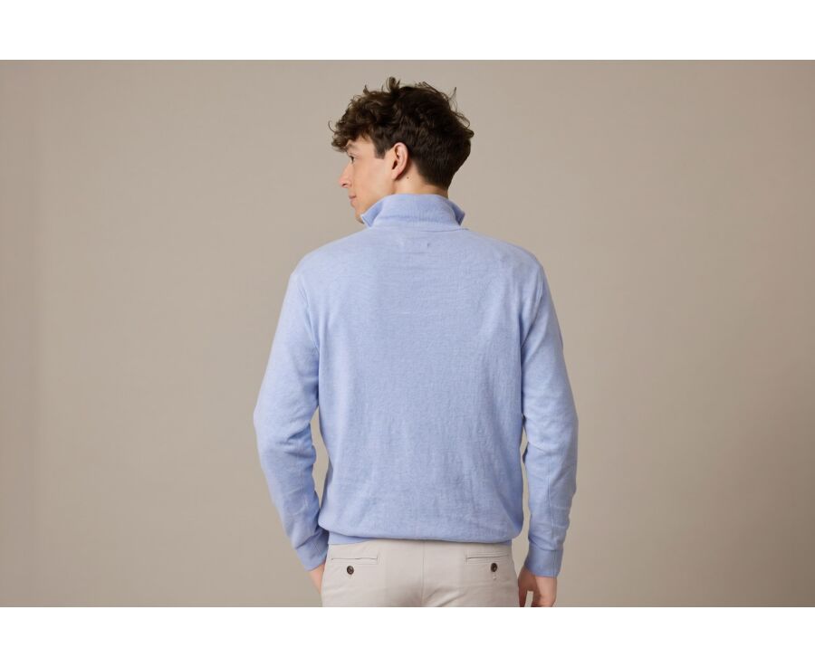 Jersey fino de hombre - Algodón orgánico/cachemira - Celeste moteado - VLAD