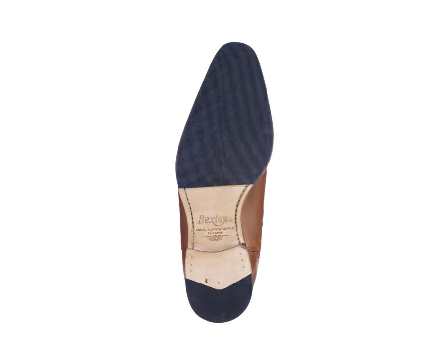 Botines Chelsea de piel para hombre Coñac patinado - BERGAME PATIN