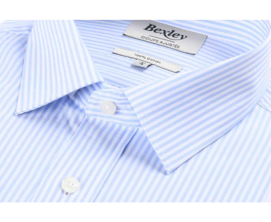 Camisa de algodón a rayas Celeste y Blanco - MAXIMILIEN