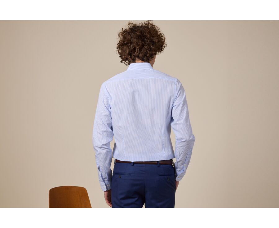 Camisa de algodón a rayas Celeste y Blanco - MAXIMILIEN