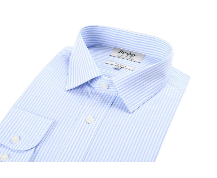 Camisa de algodón a rayas Celeste y Blanco - MAXIMILIEN