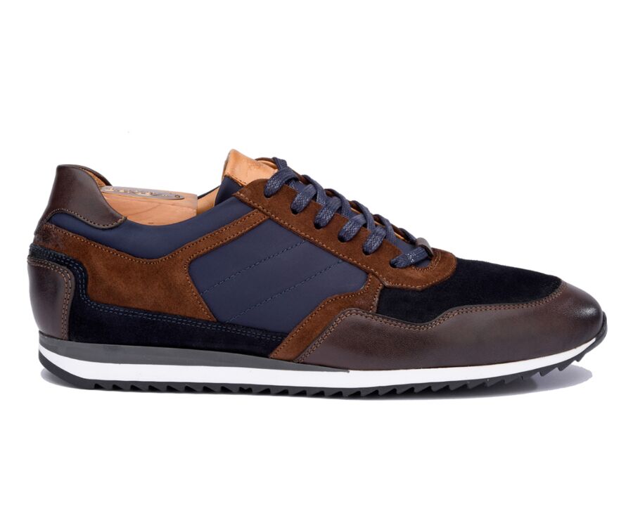 Zapatillas de hombre de terciopelo Chocolate y Azul marino - CORUNNA