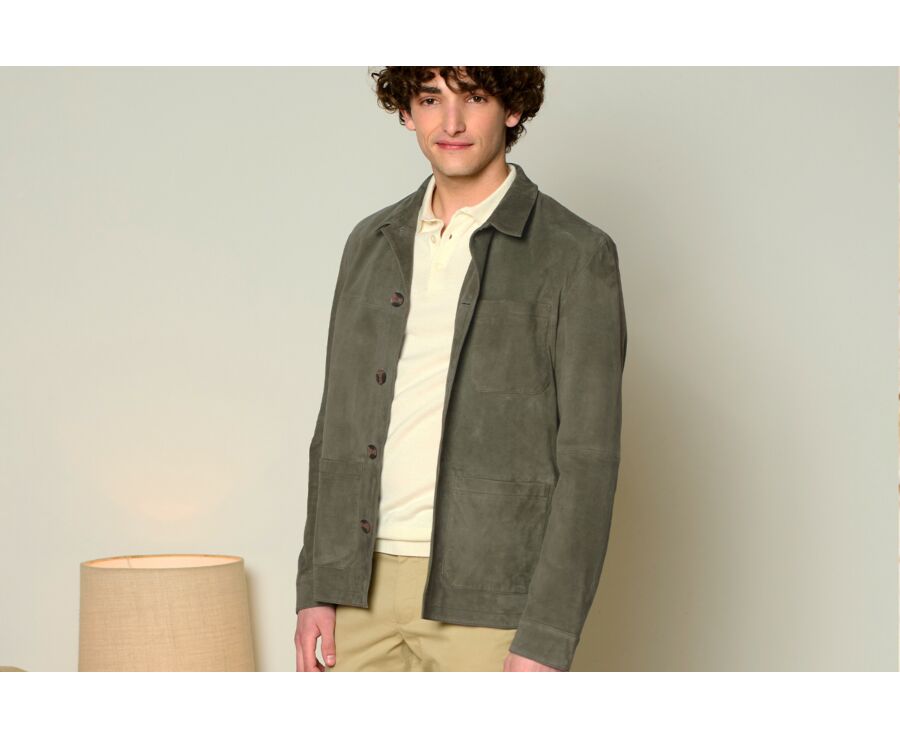 Chaqueta de cuero para hombre Verde tila - FAUSTIN