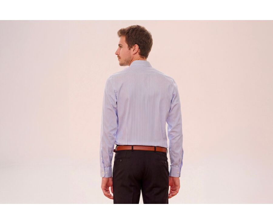 Camisa blanca con rayas azules - GEOFFROY
