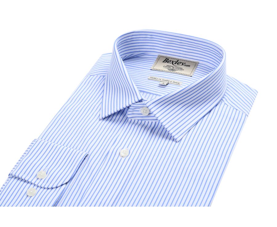Camisa blanca con rayas azules - GEOFFROY
