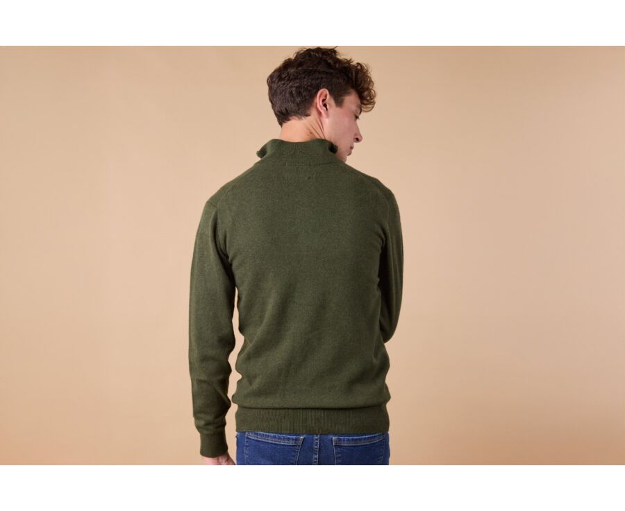 Jersey de lana para hombre con cuello cremallera Verde - KEITHY