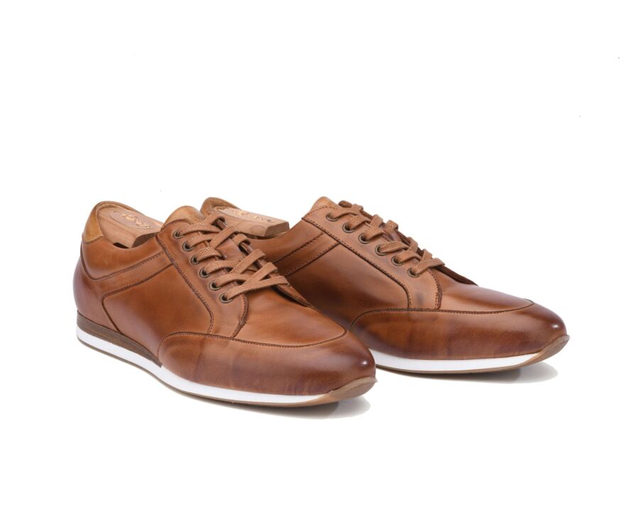 Zapatillas de hombre en piel Castaño patinado - BELBARA