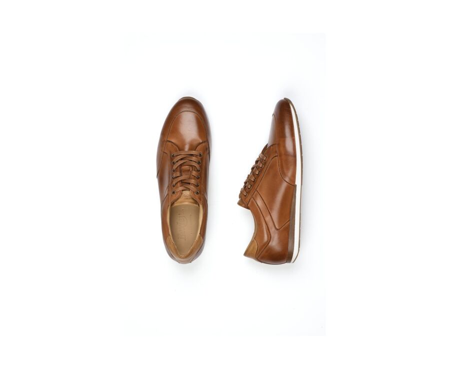 Zapatillas de hombre en piel Castaño patinado - BELBARA