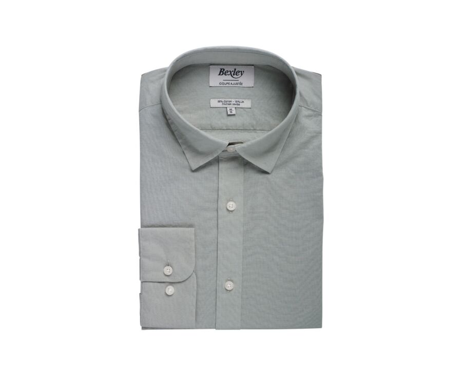 Camisa lisa de lino algodón Verde tila - SILBERT