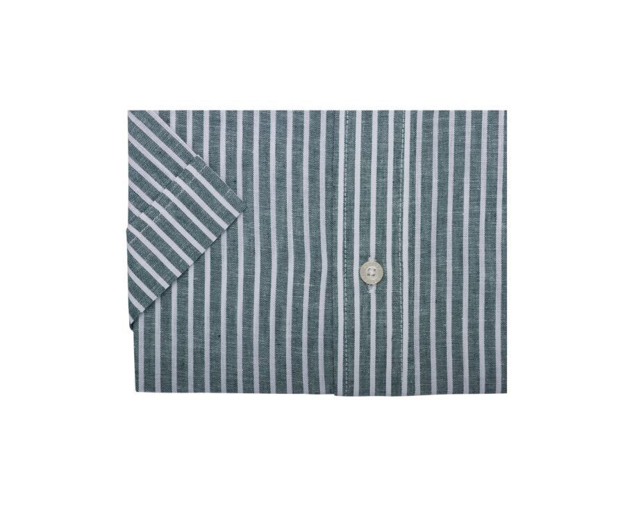 Camisa de lino/algodón Chambray Verde y Blanco - COLTEN MC