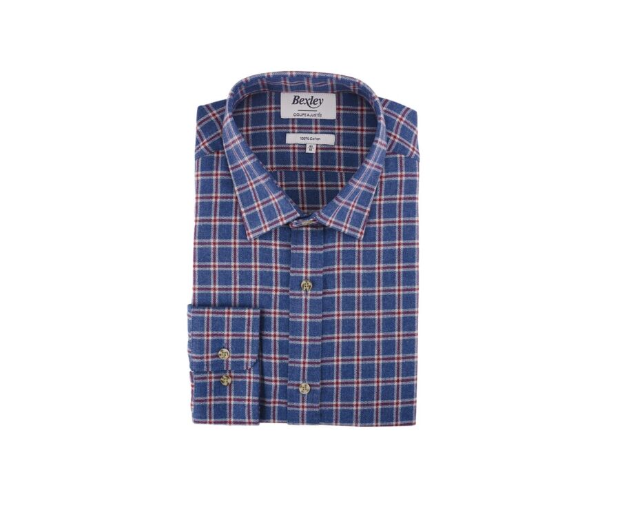 Camisa de franela Azul con cuadros rojos - PAULIN II
