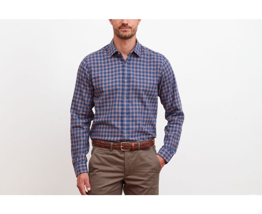 Camisa de franela Azul con cuadros rojos - PAULIN II