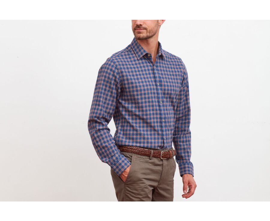 Camisa de franela Azul con cuadros rojos - PAULIN II