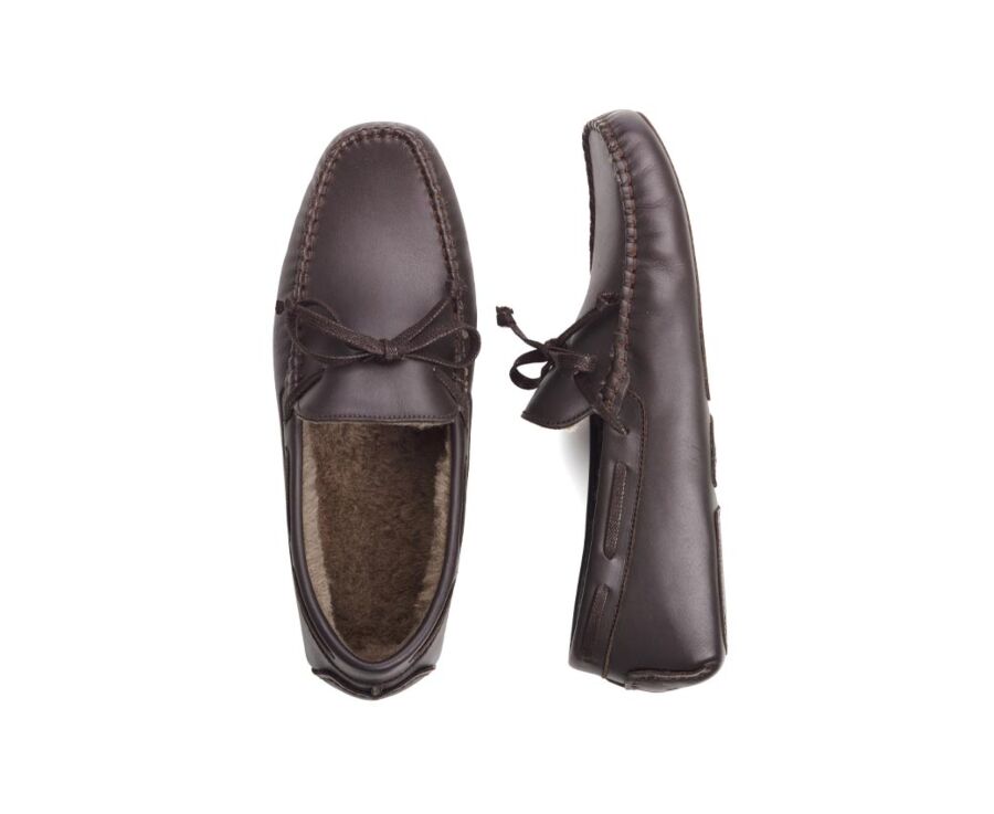 Pantuflas de hombre de cuero Chocolate